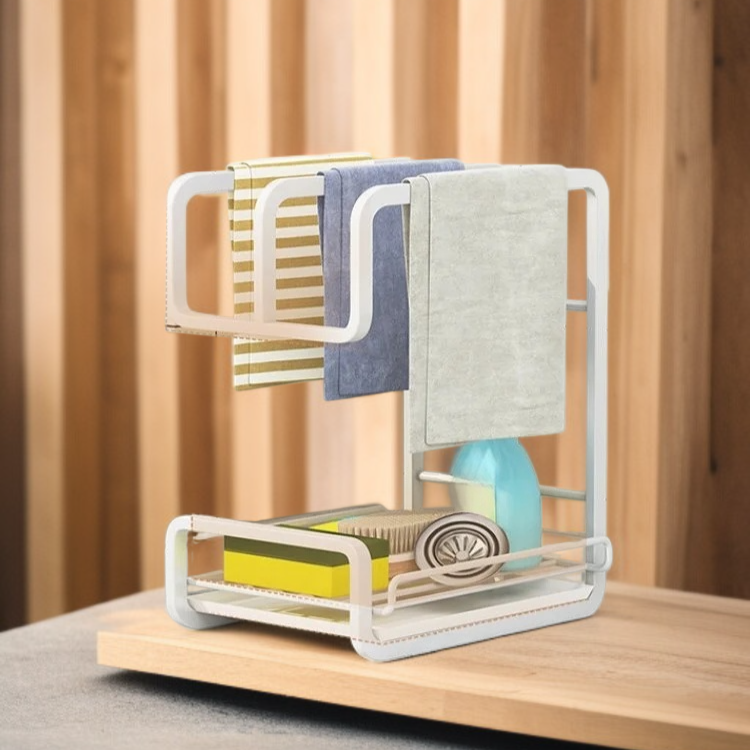 Space-saving kitchen rack for dishes and utensils
