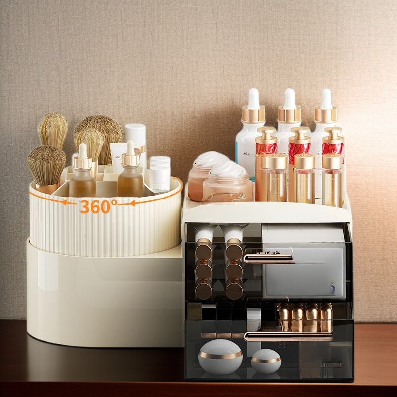 High-end 360 Degrees Rotatable Cosmetics Storage Box, Desktop Eyebrow Pencil Brush Organizer