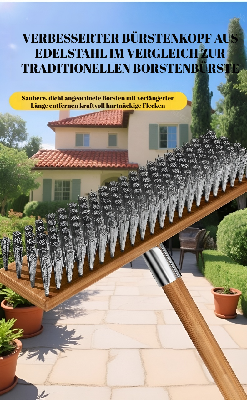 Robuste Bodenbürste aus Edelstahl in der Anwendung