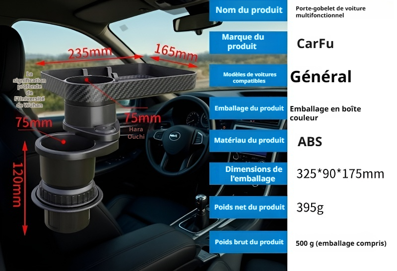 Accessoire voiture multifonction pour boissons et collations