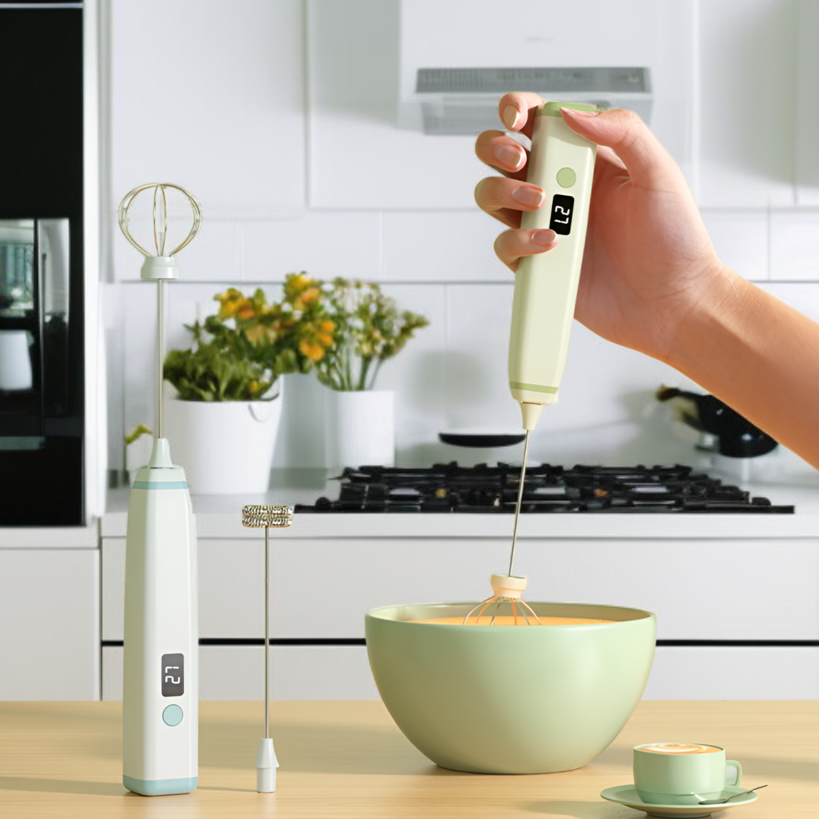 Espumador de leche inalámbrico multifuncional para leche, café y repostería