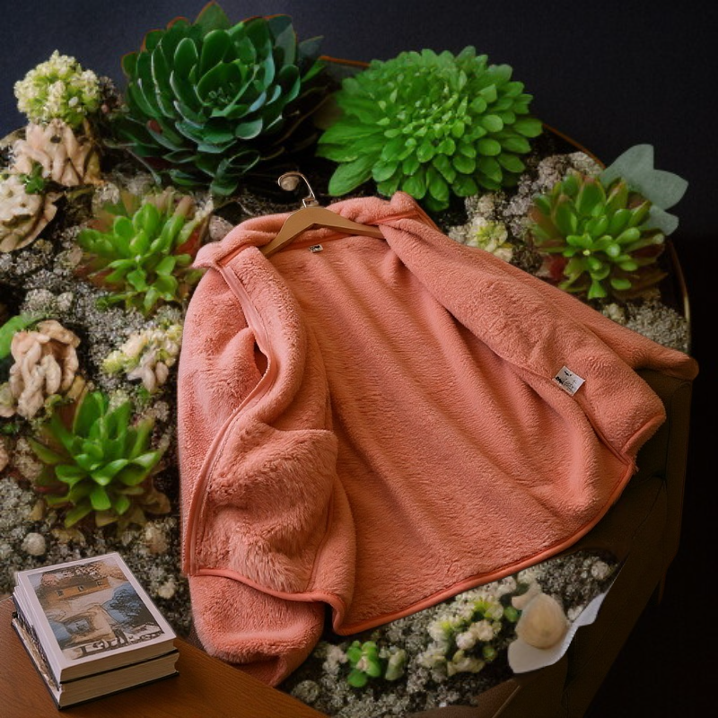 【Brelia-jp】男女兼用両面ロングフリース裏地コート、秋冬スタイル、コーラルフリースの裏地付きフリースジャケット、暖かくて厚みがあります。