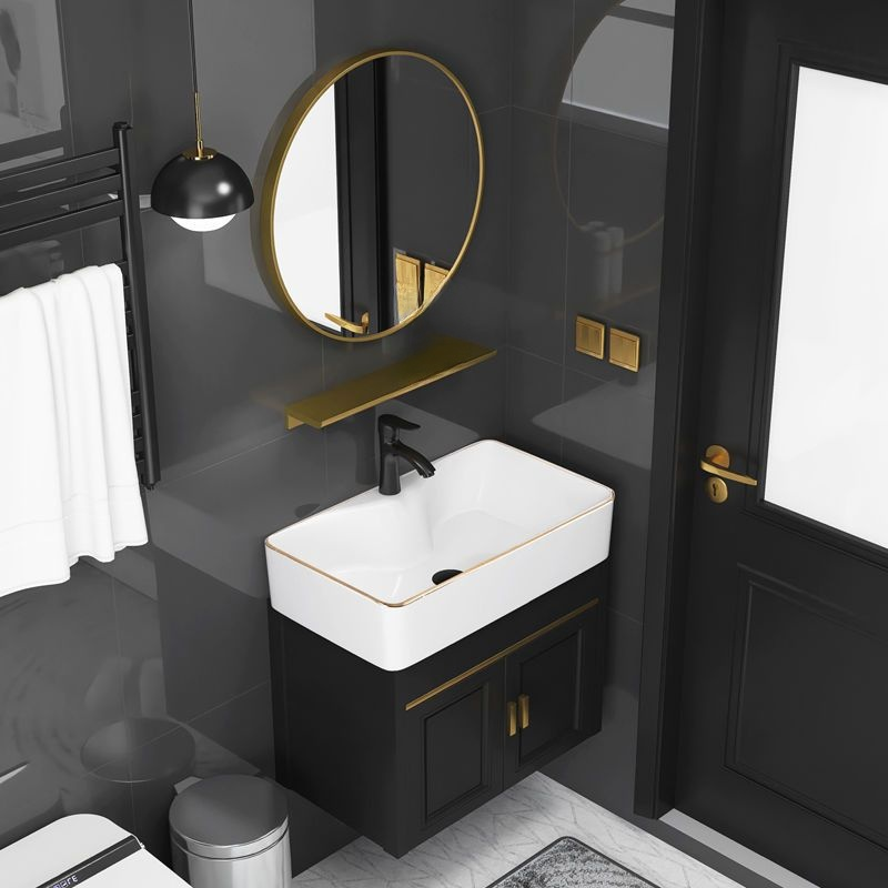 Ceramic integrated basin for bathroom cabinet