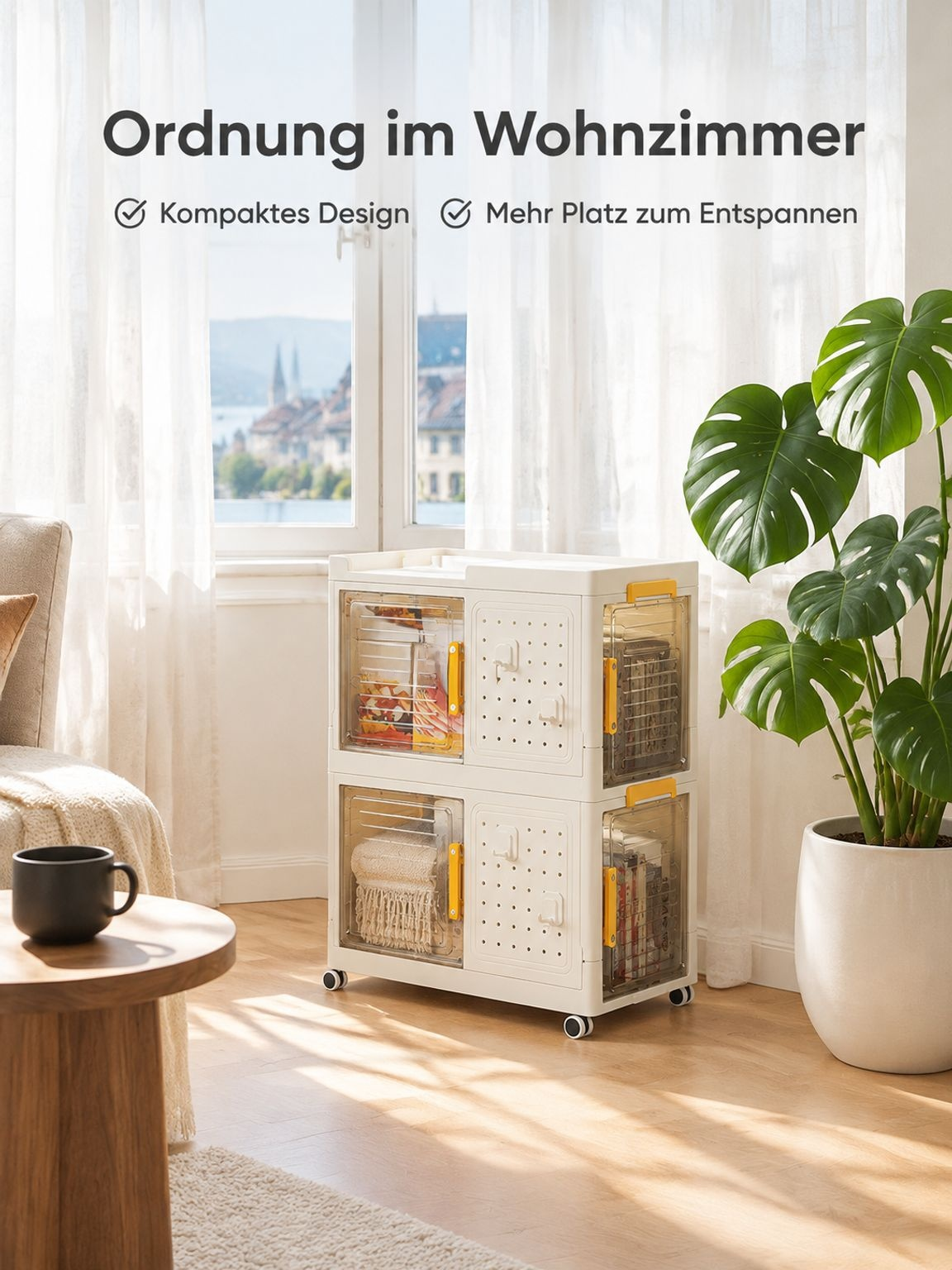 Faltbare Aufbewahrungsbox mit großer Kapazität im Wohnzimmer