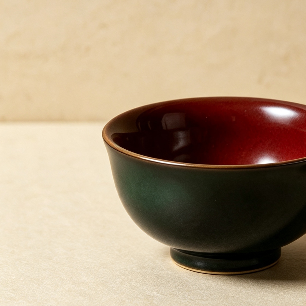 Elegant ceramic teacups with contrasting colors