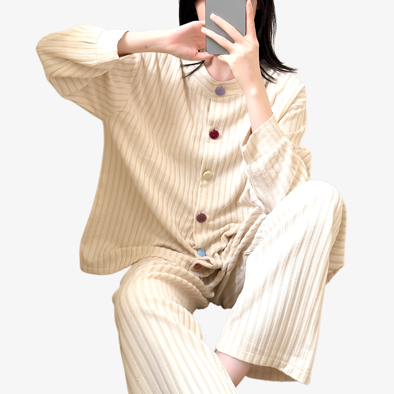 ドイツカシミヤパジャマレディース新作秋冬スウィートカーディガン長袖ズボンツーピースセットカジュアルホーム服アウターウェア