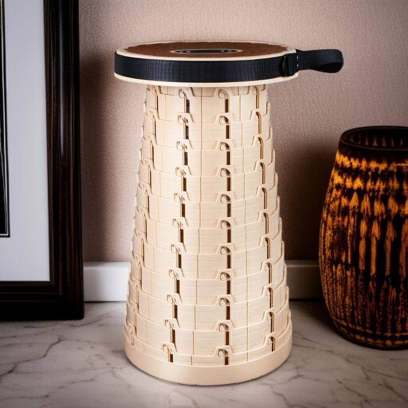 부드러운 고무 소재의 접이식 높이 조절식 텔레스코픽 스툴