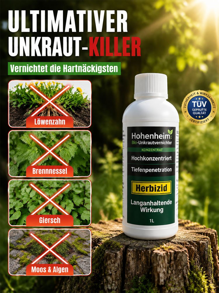 【100 Prozent Glyphosatfre】Hohenheim Forschungs-Bio-Unkrautvernichter✨5 Jahr Schutz vor Unkraut✨