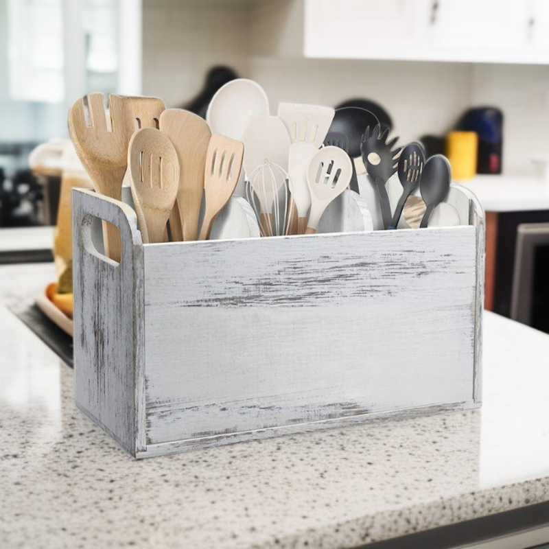 Retro Wooden Cutlery Storage Box