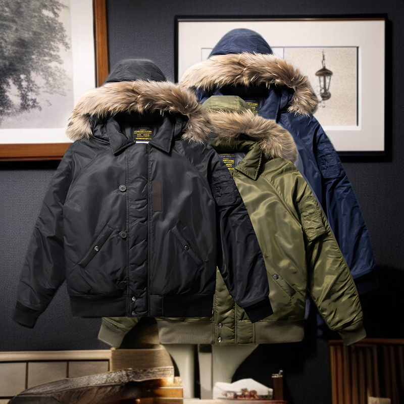 防寒N-2Bジャケット 防水加工 フード脱着式 冬用綿入りアウター