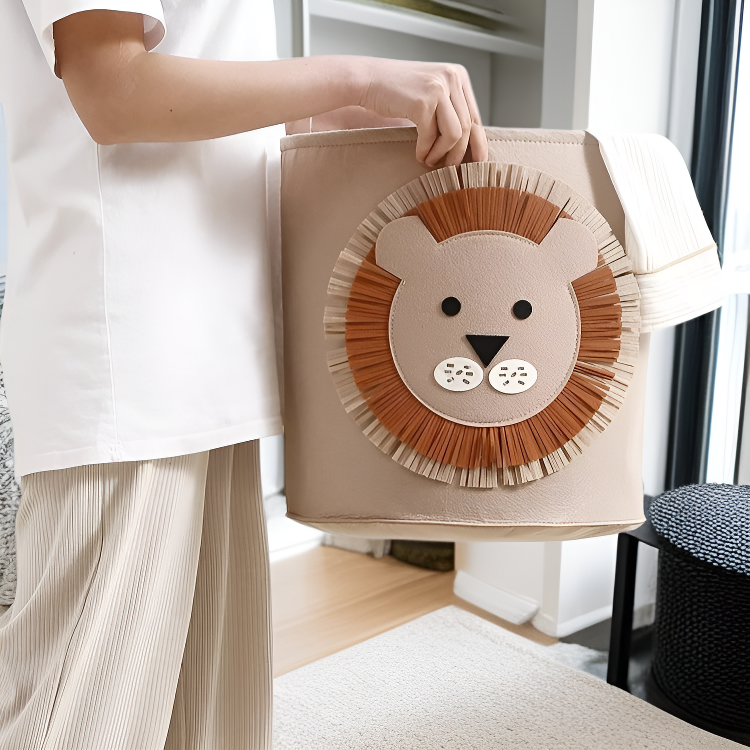 대용량 캐릭터 동물 펠트 수납통 세탁 가능한 빨래 바구니 한국 가정용