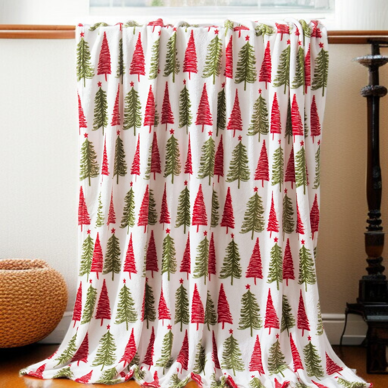 Sofa Flannel Cover Blanket Blanket Holiday Christmas Flannel Burgundy