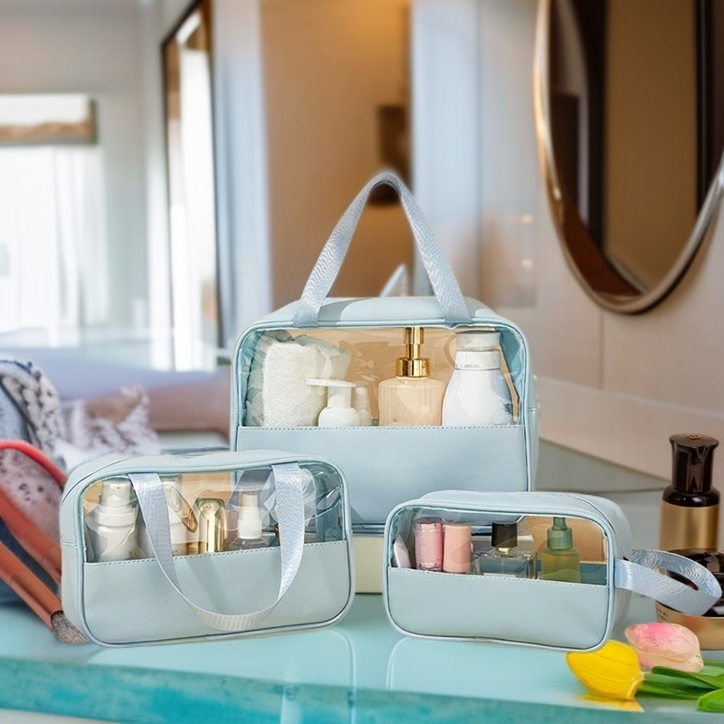 透明大容量ウォッシュバッグ 防水携帯用ハンドヘルド化粧品バッグ 旅行用大容量収納バッグ