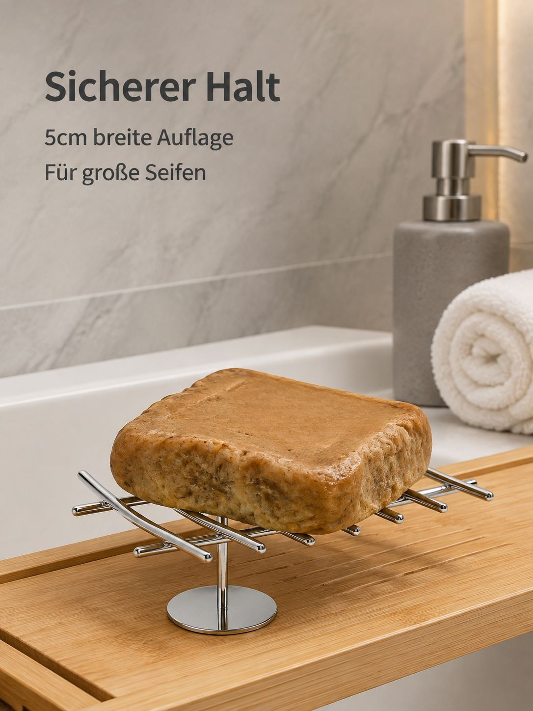 Platzsparende Seifenablage für das Waschbecken
