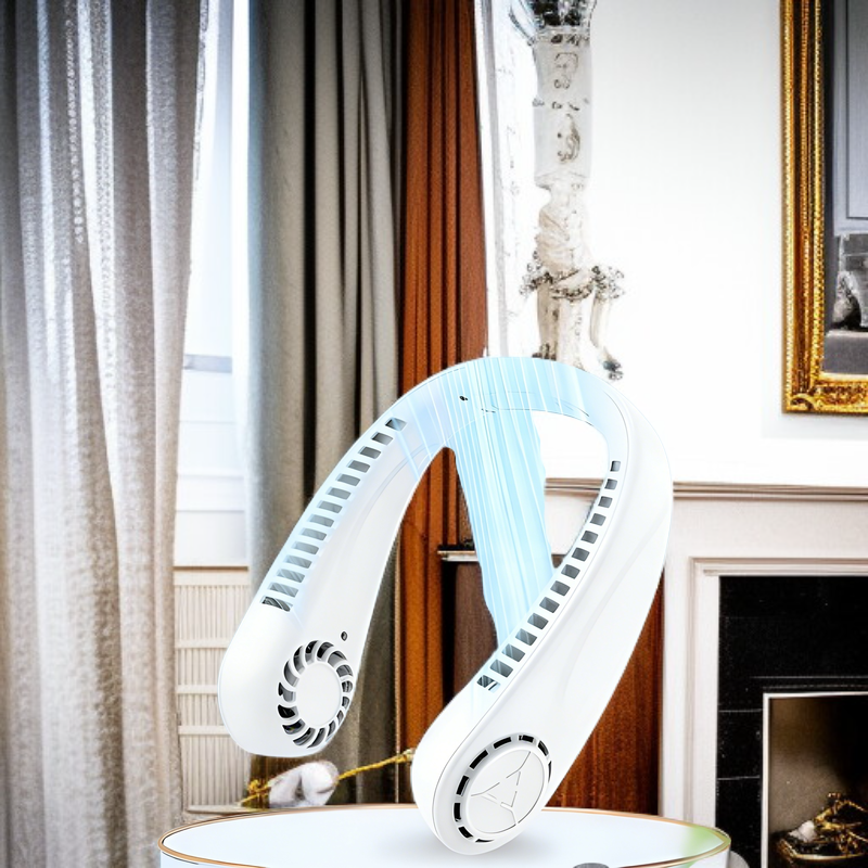 휴대용 넥밴드 선풍기, USB 충전 가능, 소형 저소음 야외용 선풍기