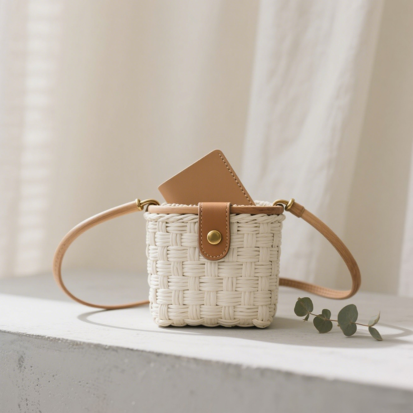 Bolso de hombro pequeño retro de cuerda tejida a mano