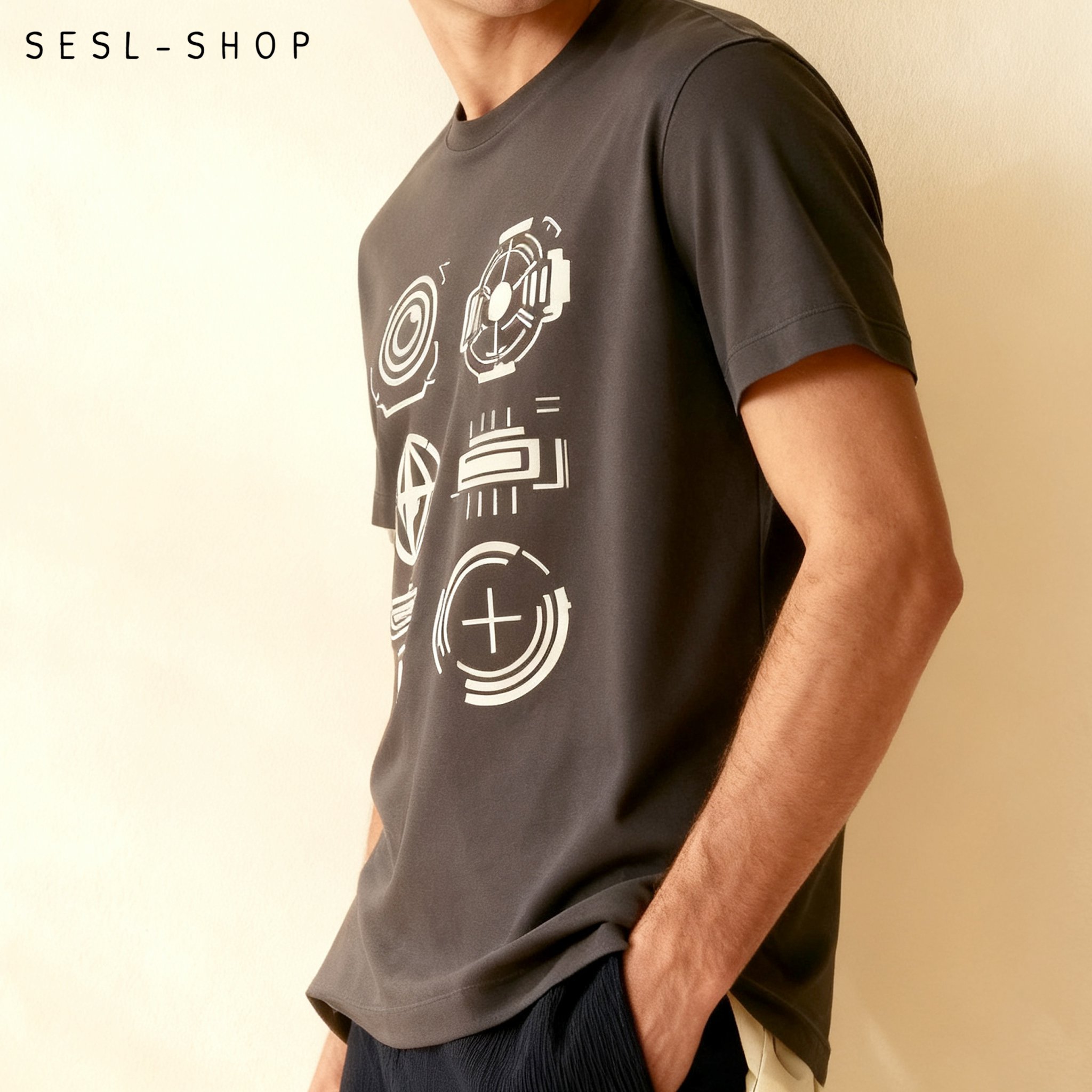 เสื้อยืดคอกลมแขนสั้น ผลิตจากผ้าฝ้ายแท้ ระบายอากาศได้ดีและเป็นมิตรต่อผิวหนัง