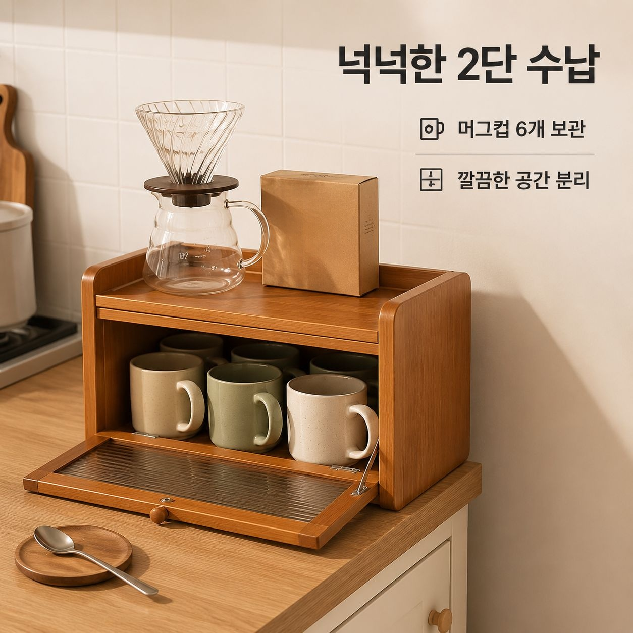 테이블 컵홀더 수납 선반 정리대