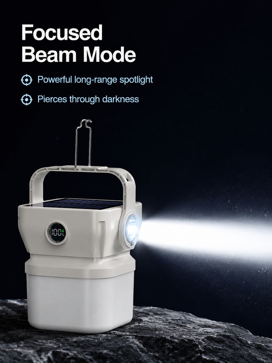 Eco-friendly solar powered camping light on a table