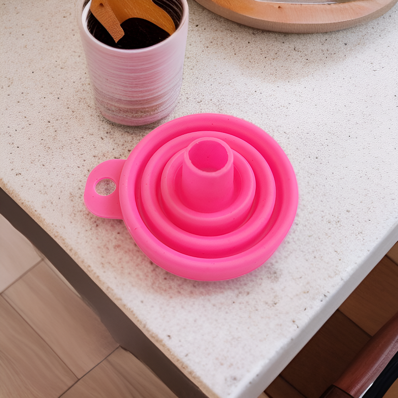 주방 다용도 실리콘 접이식 깔때기 방유 방누출 긴 목 분리형 깔때기