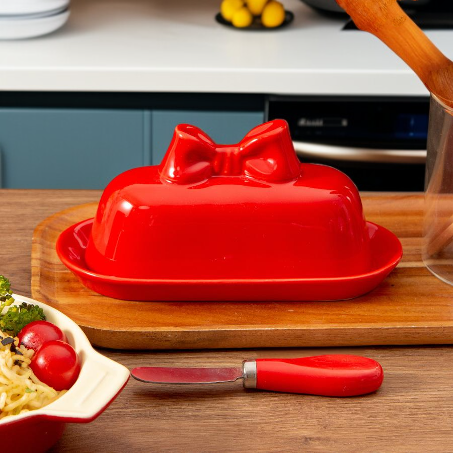 귀여운 리본 세라믹 버터 접시