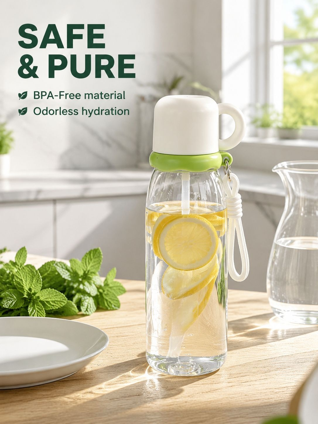 Stylish Shockproof & Heat-Resistant Student Water Bottle, Portable Straw Cup for Outdoor Sports