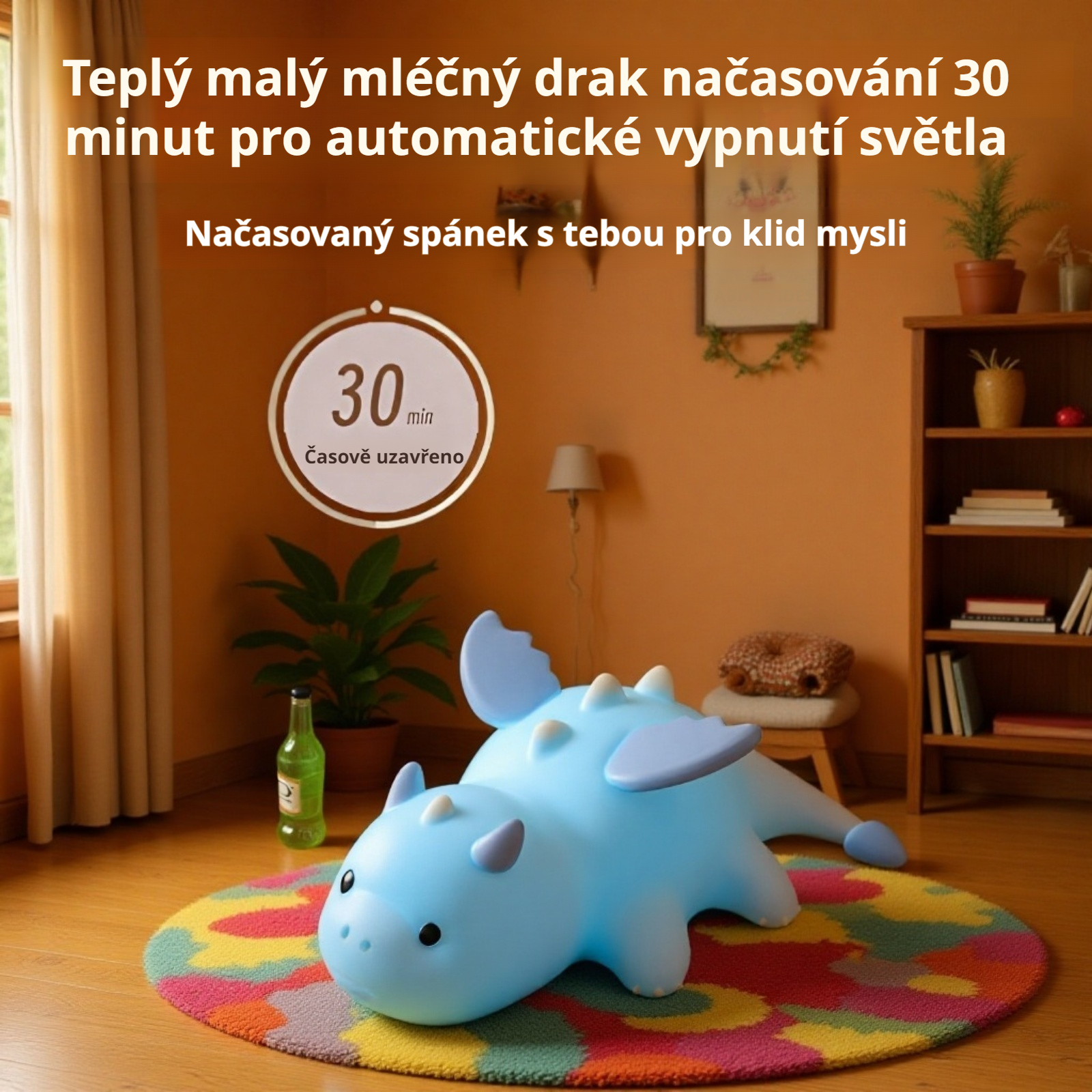 Dětská lampička Baby Dragon [hebká, nalepovací] – noční světlo k posteli