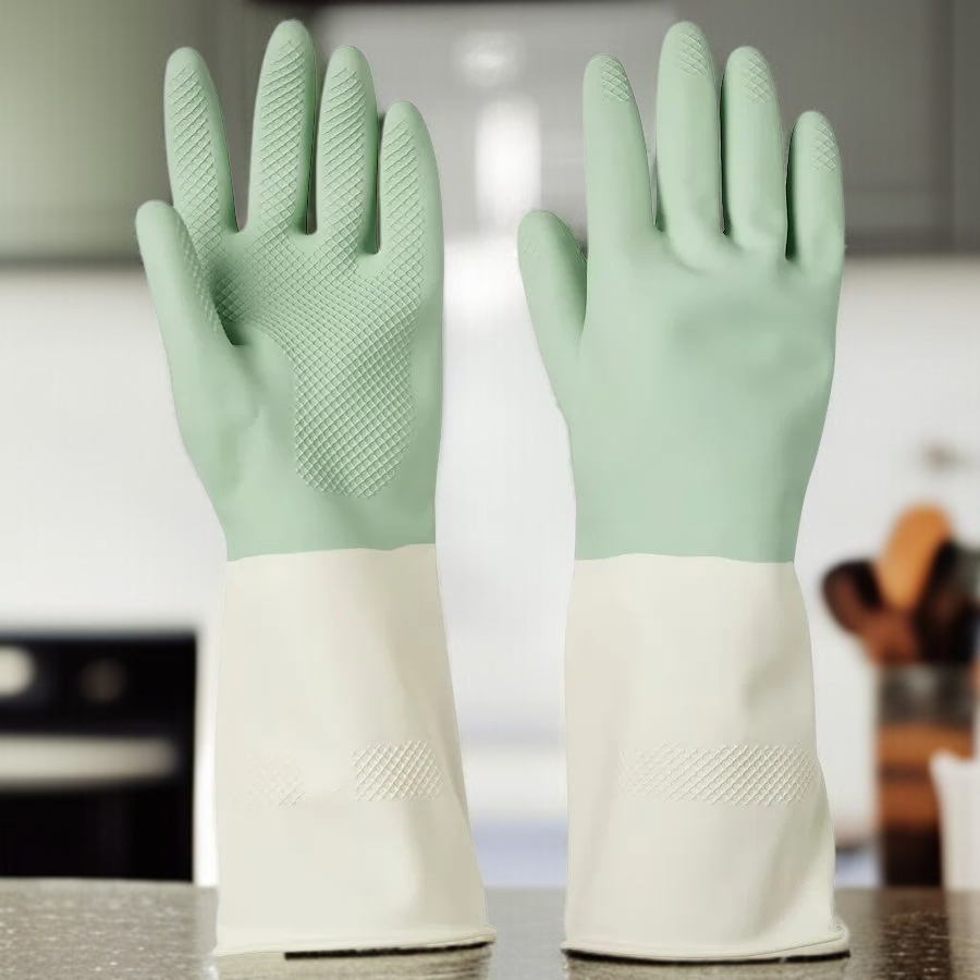 가정용 롱 고무장갑 오염방지두꺼운집안장갑 퓨어 컬러 세탁 주방 설거지 장갑 고무 장갑 세트