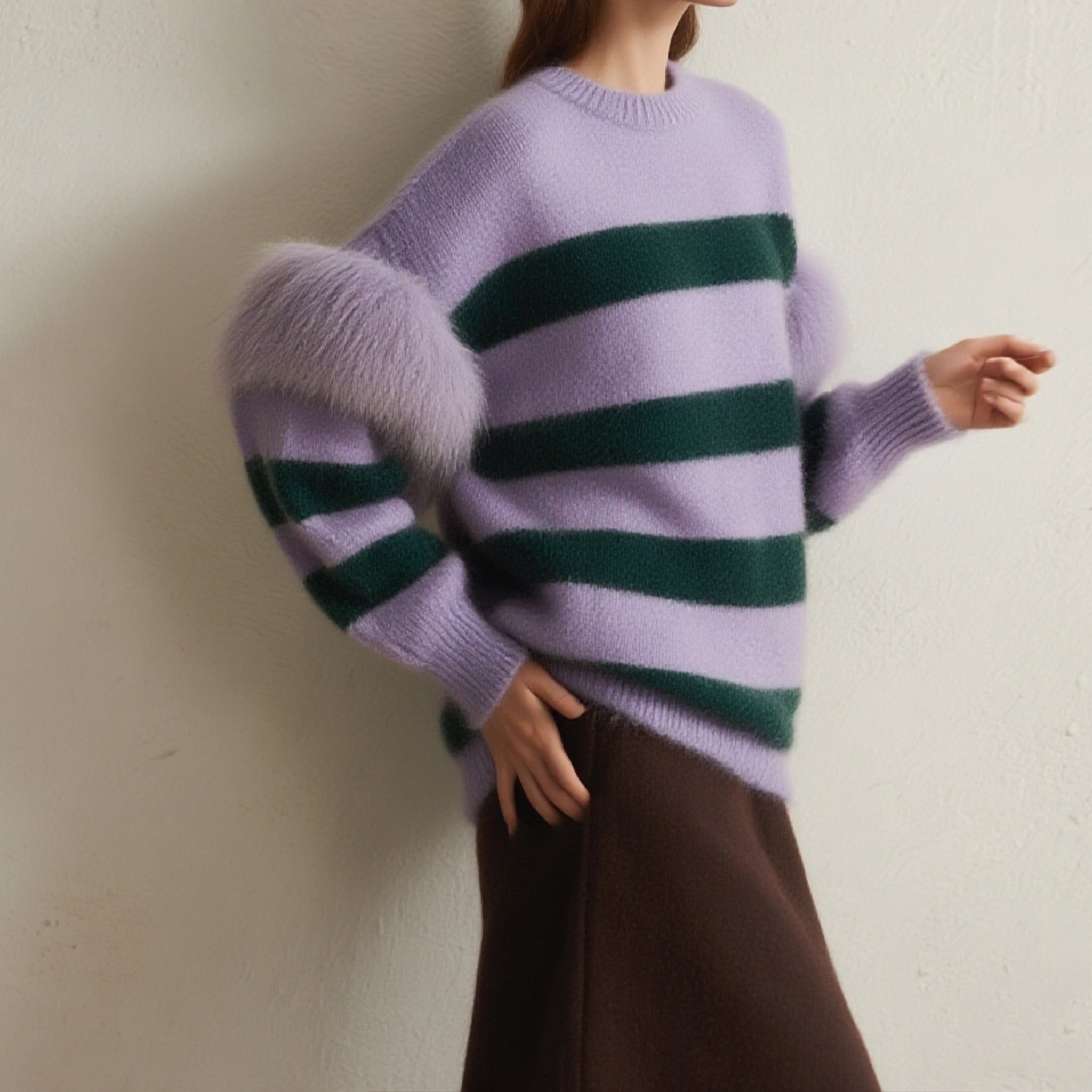 퍼플 스트라이프 니트