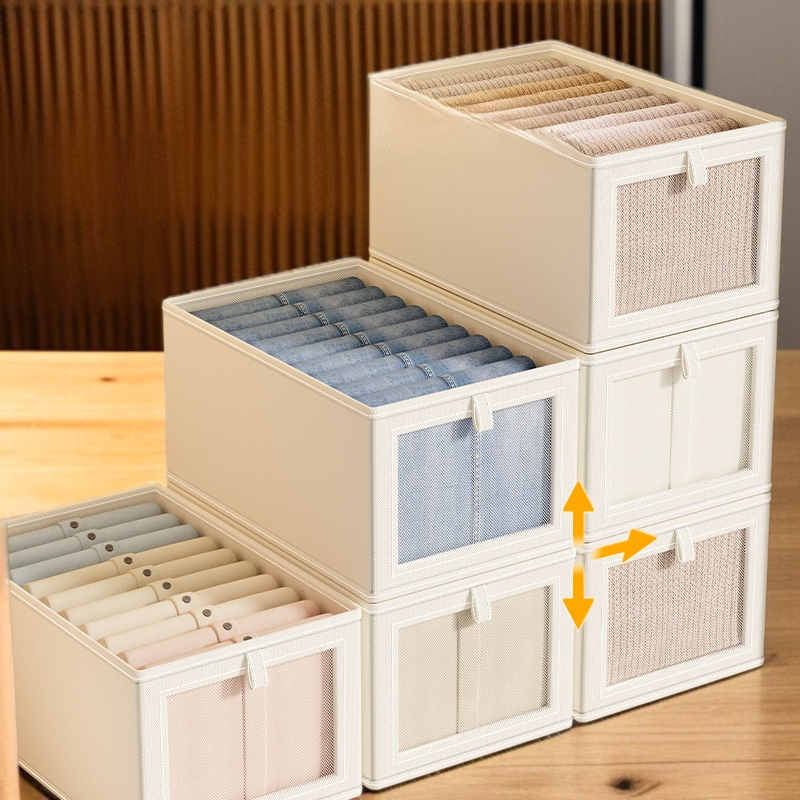가정용 라지 수납함 접이식 분리 수납 정리함 뚜껑 달린 방진 의류 수납함 옥스포드 베란다 수납함