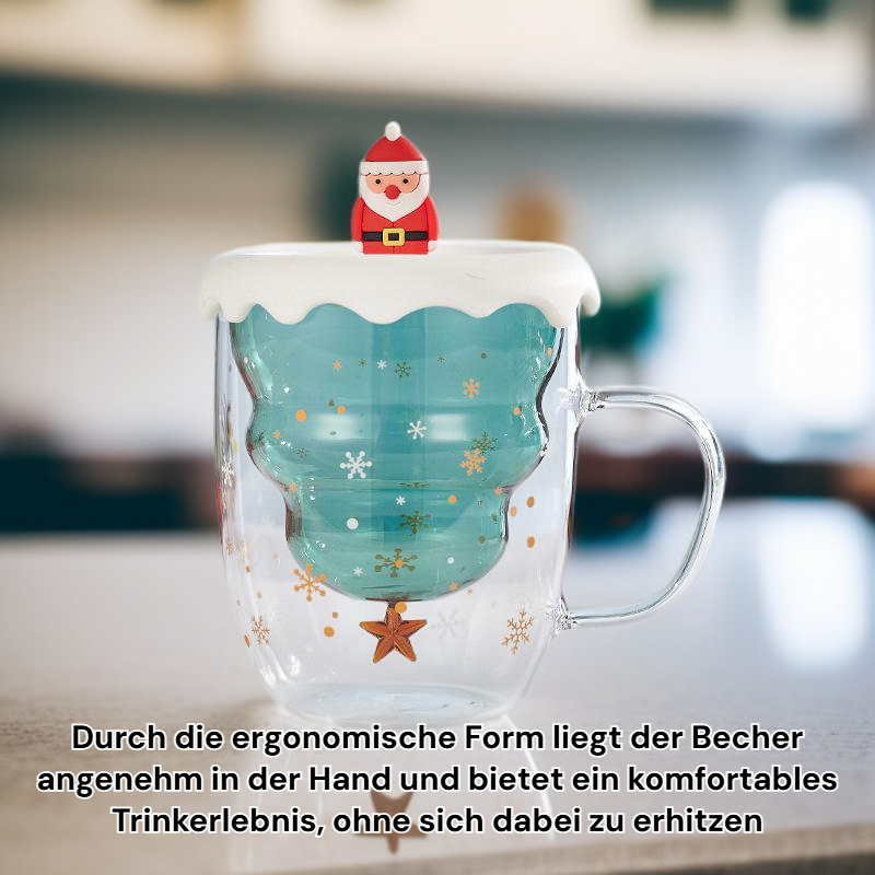 Weihnachtsbecher aus Borosilikatglas für Heißgetränke