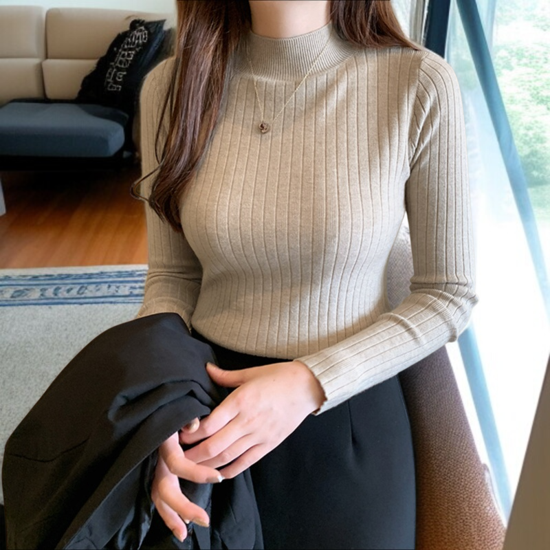 レディースセーター女性ハーフハイネックニットセーターアウター長袖トップススーツボトムシャツスリムインナーニットセーター女性ハーフハイネックアウタースリムニットセータートップススーツボトムシャツ