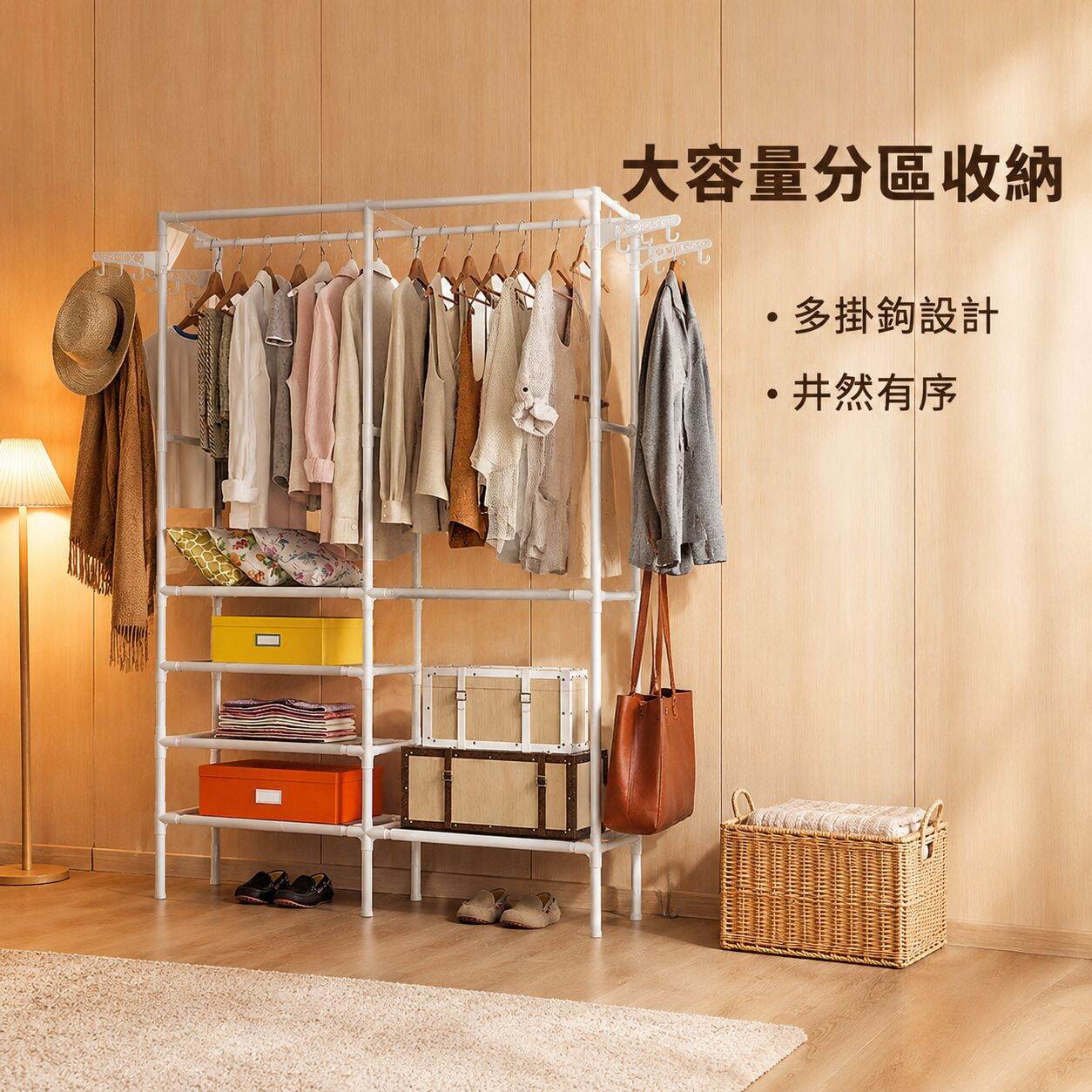  多功能衣架架 經濟型臥室收納衣帽架
