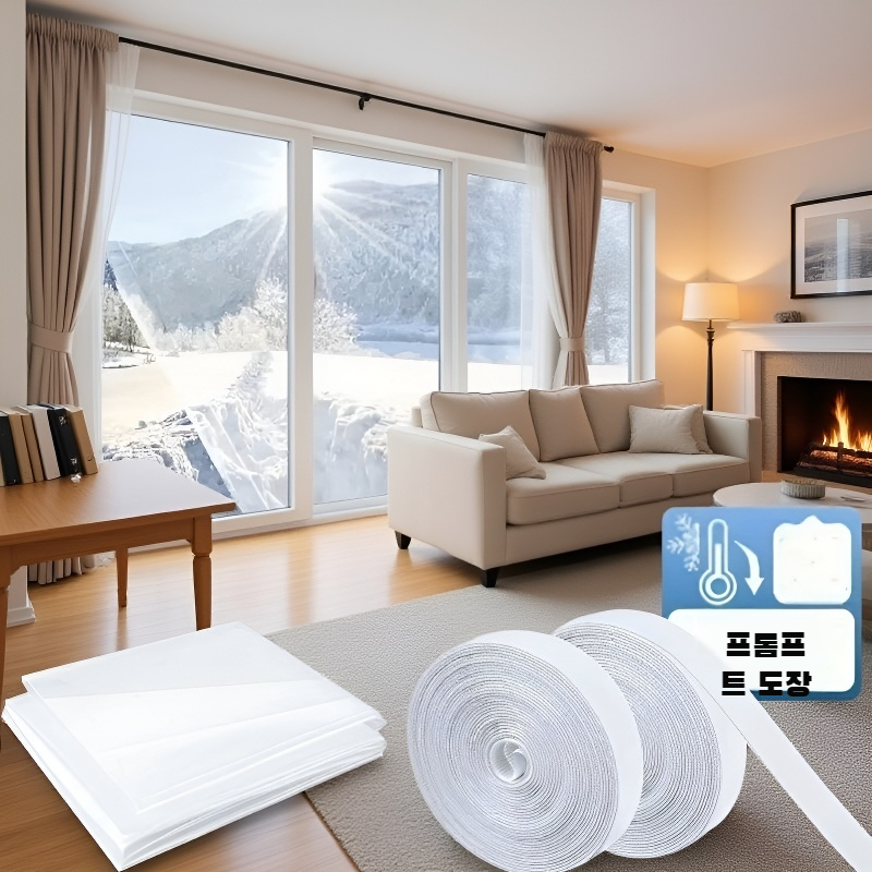 창문에 맞게 절단된 단열 필름