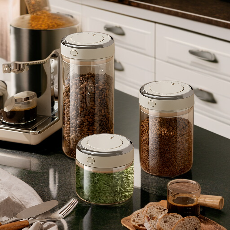 Kaffeebohnen-Aufbewahrungsbehälter mit Einwegventil, Vakuum-Glasbehälter