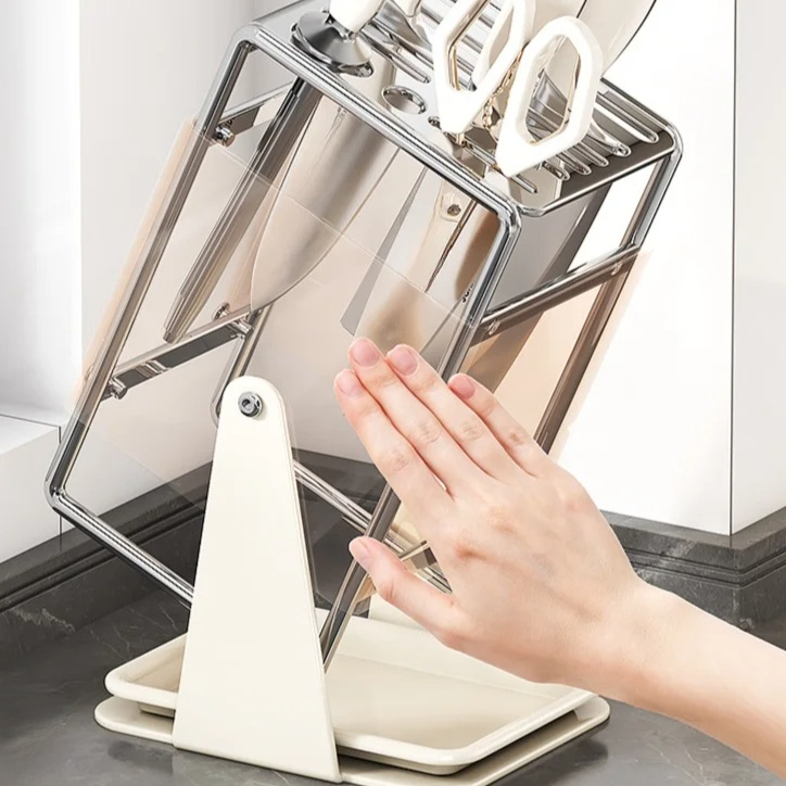 가정용 칼걸이 선반 주방 스탠드 회전식 물받이 수납 밴드 오픈 식칼걸이