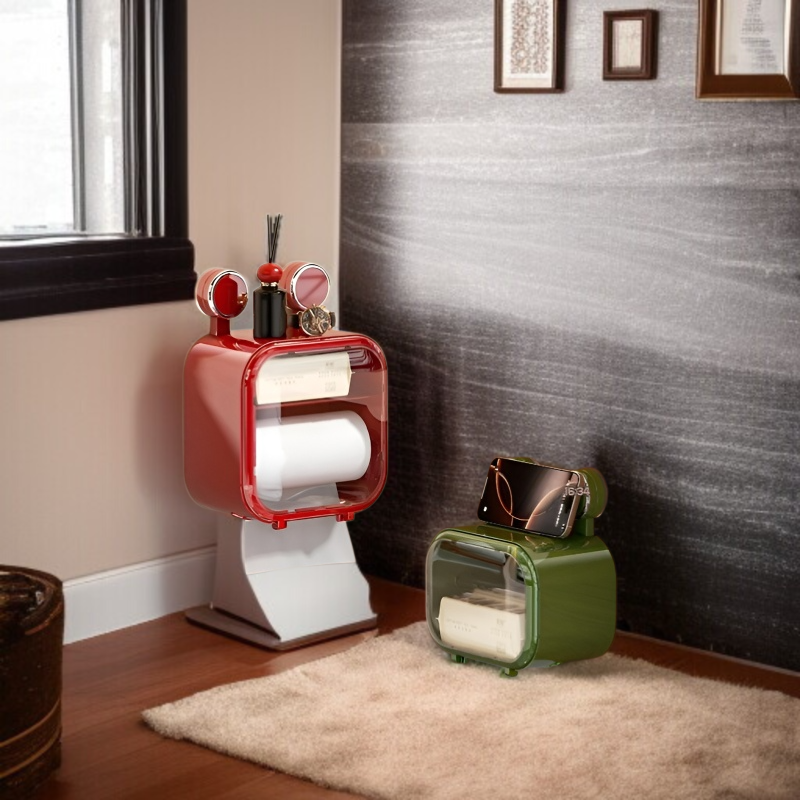 벽걸이 빨판 티슈케이스 비주얼 방수 휴지케이스 수납케이스 화장실 티슈수납케이스