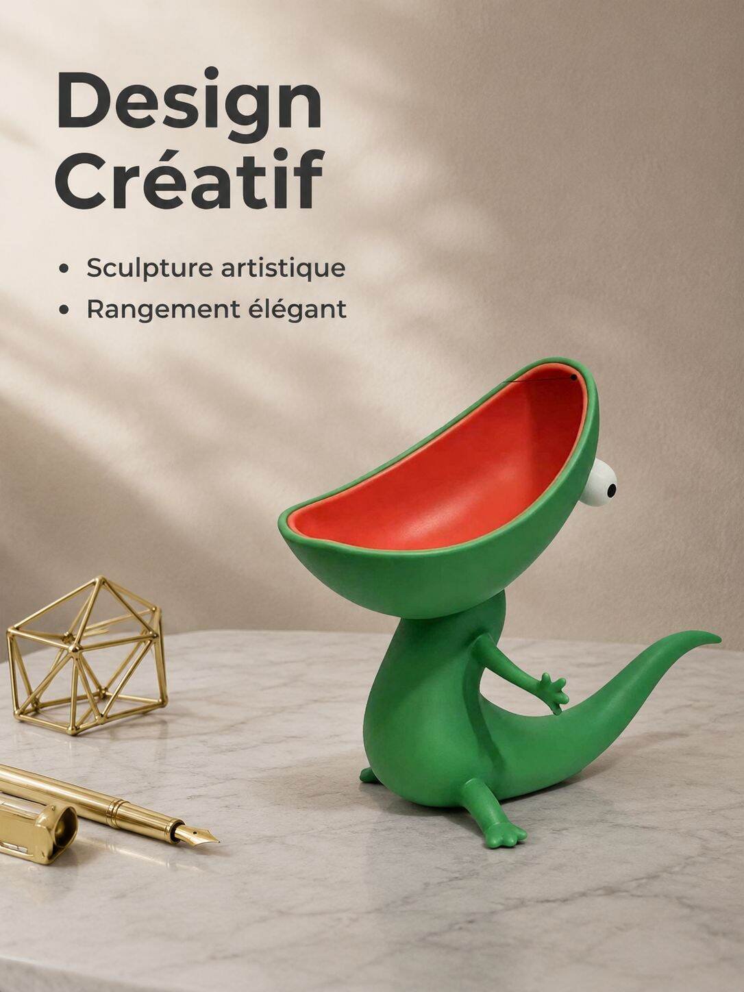 Boîte de rangement pour clés lézard en résine créative