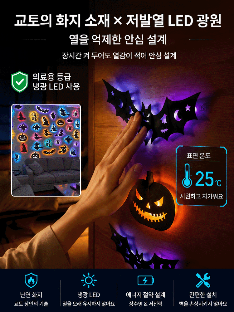 할로윈 입체 3D 강력 발광 미니 무드등 스티커