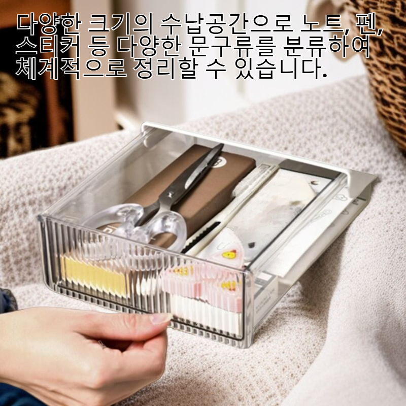 투명 책상 밑 서랍형 수납함 접착식 문구 정리함