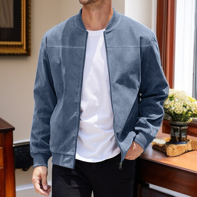 Men's suede long sleeved jacket