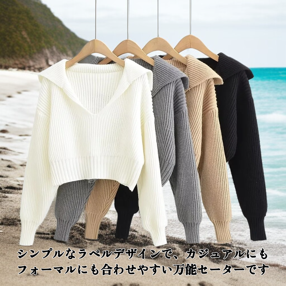 ラペルオールマッチセーター