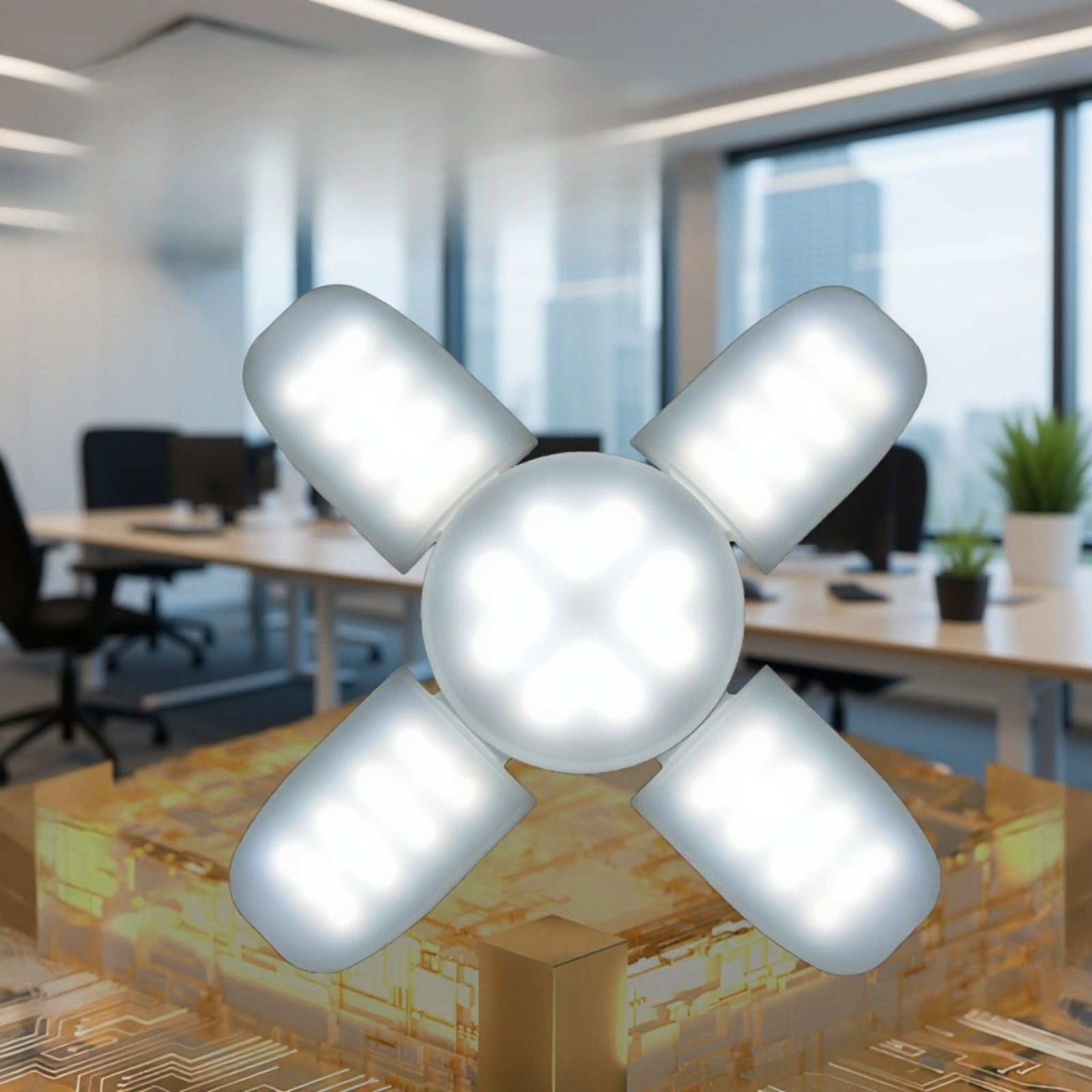 Close-up of Four-Panel Solar Charging Light solar panels