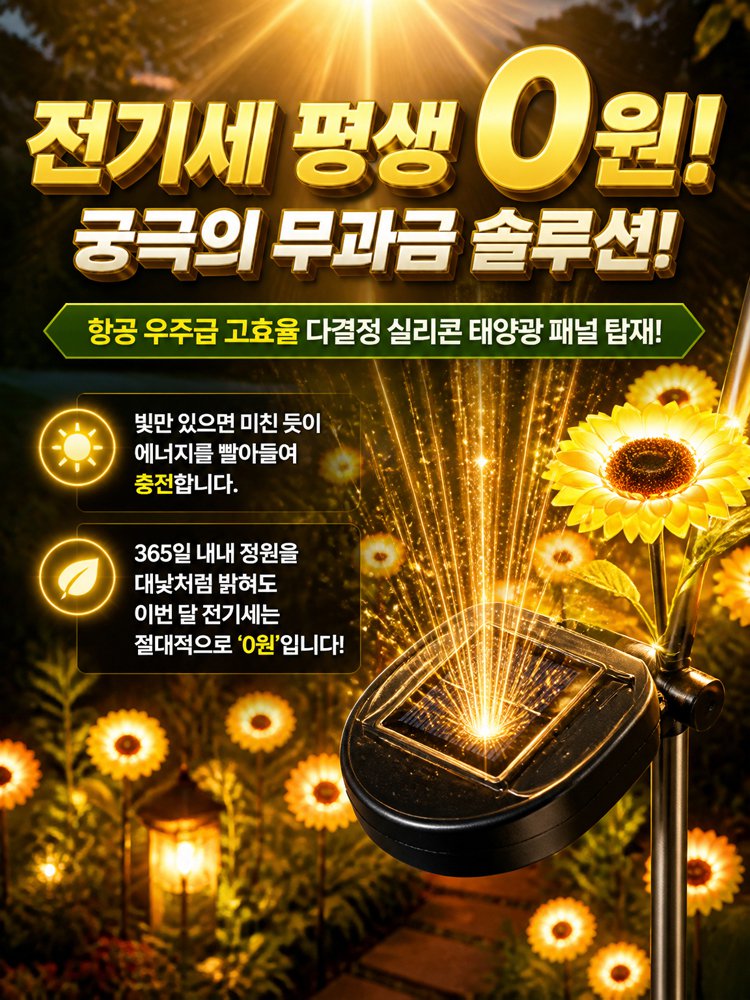 태양광 해바라기 정원등 야외 정원용 LED 장식 조명등