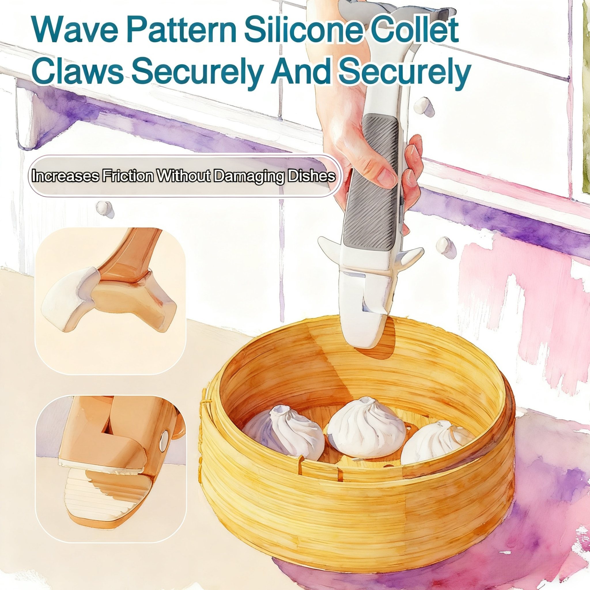 Anti-Scald Silicone Bowl Clip Non-Slip Serving Tongs