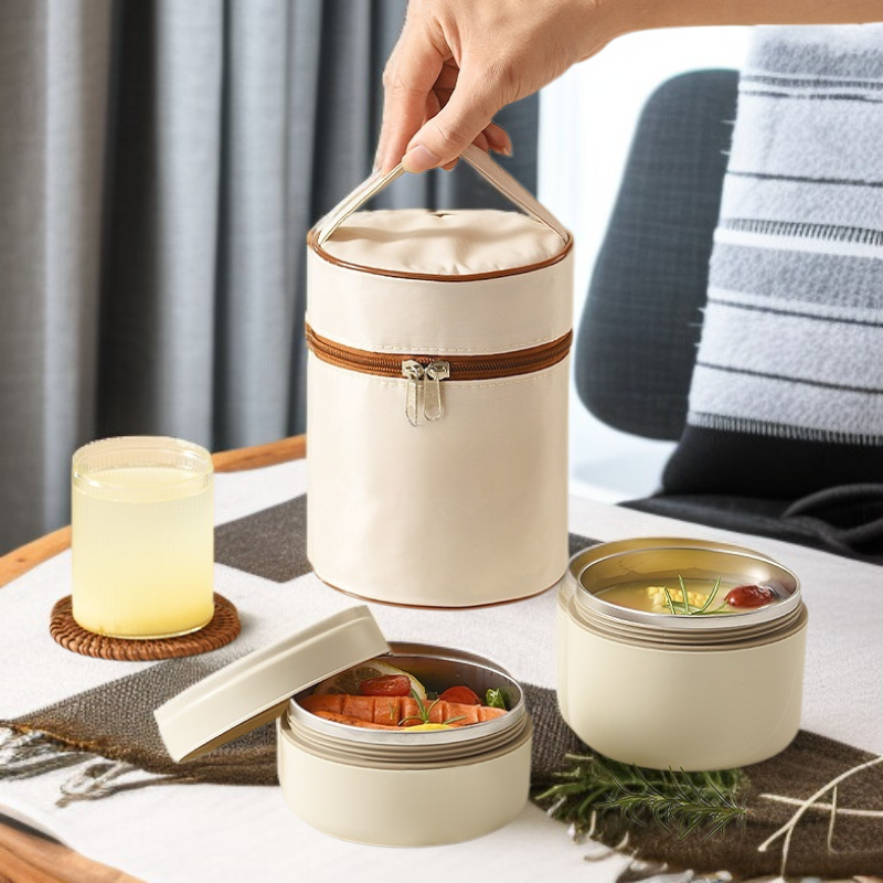  Caja de almuerzo aislada de estilo japonés para oficina, con tapa y tazón de sopa portátil