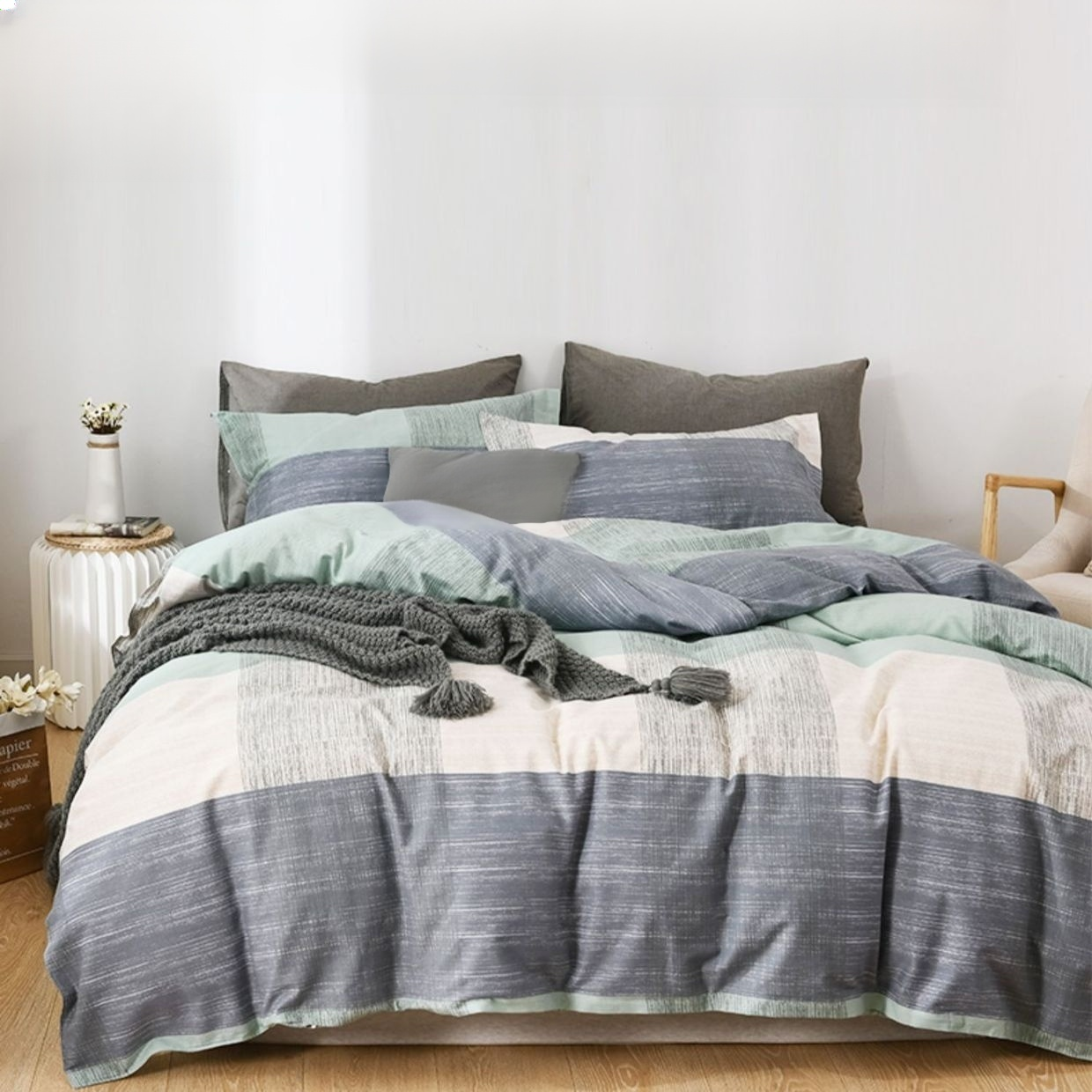 Juego de sábanas, funda de edredón y cubrecolchón para otoño e invierno
