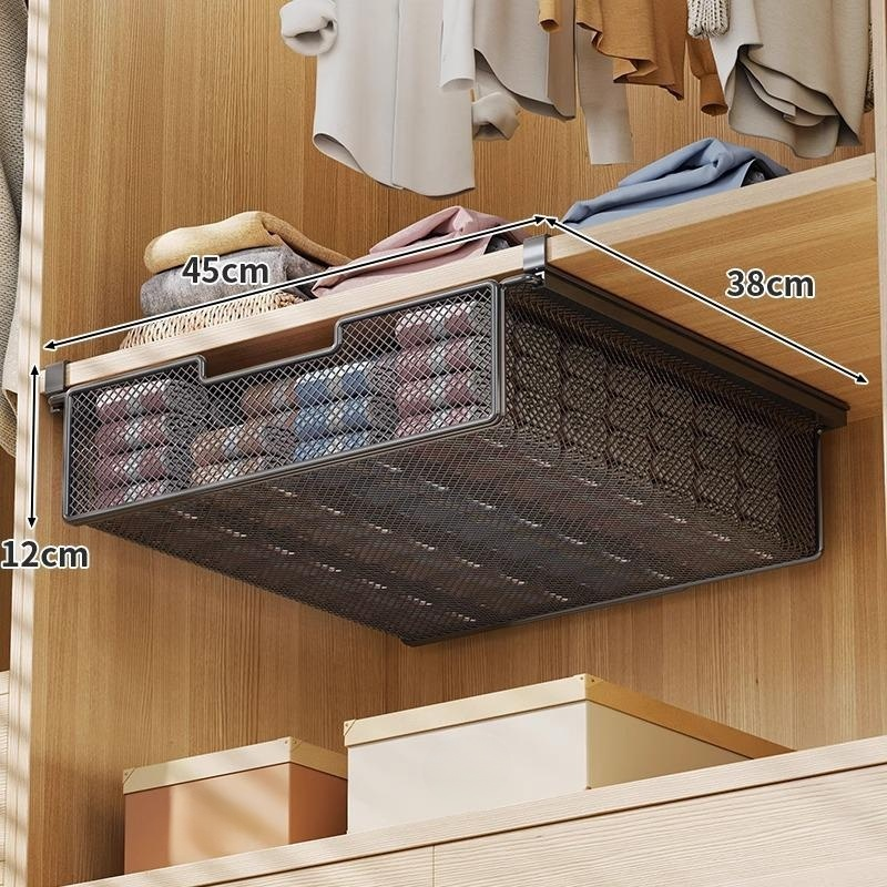 Wardrobe pull-out drawer storage basket