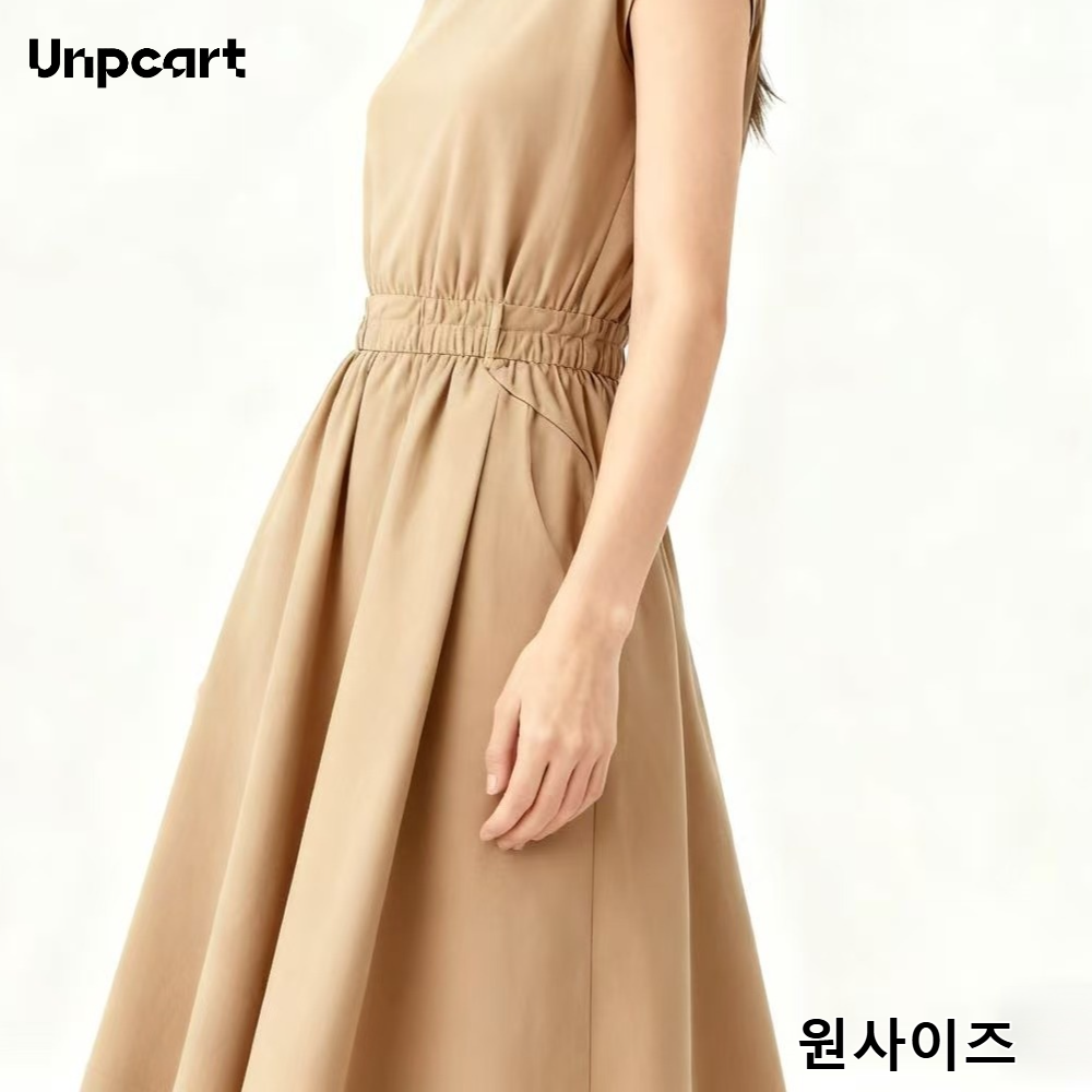 아름답고 세련된 카키색 직장용 드레스 디테일