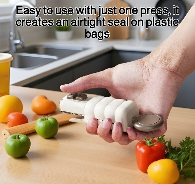 Mini magnetic sealing machine sealing a snack bag